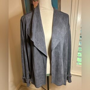 Laris Women's Gray Open Front Waterfall Jacket